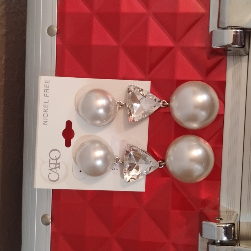 Cato Silver and White Pearl Earrings
